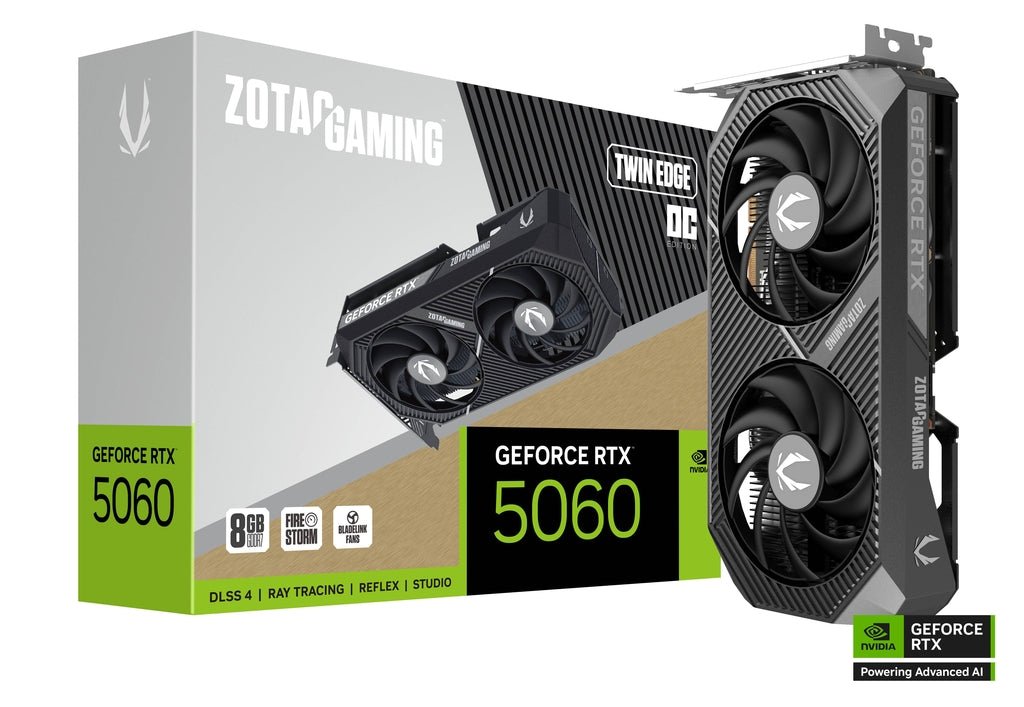 ZOTAC GAMING GeForce RTX 5060 Twin Edge OC GDDR7 Graphic Card | ZT - B50600H - 10M - 8886307700834 - Vektra Computers LLC ZOTAC GAMING GeForce RTX 5060 Twin Edge OC GDDR7 Graphic Card | ZT - B50600H - 10M - 8886307700834 - Vektra Computers LLC